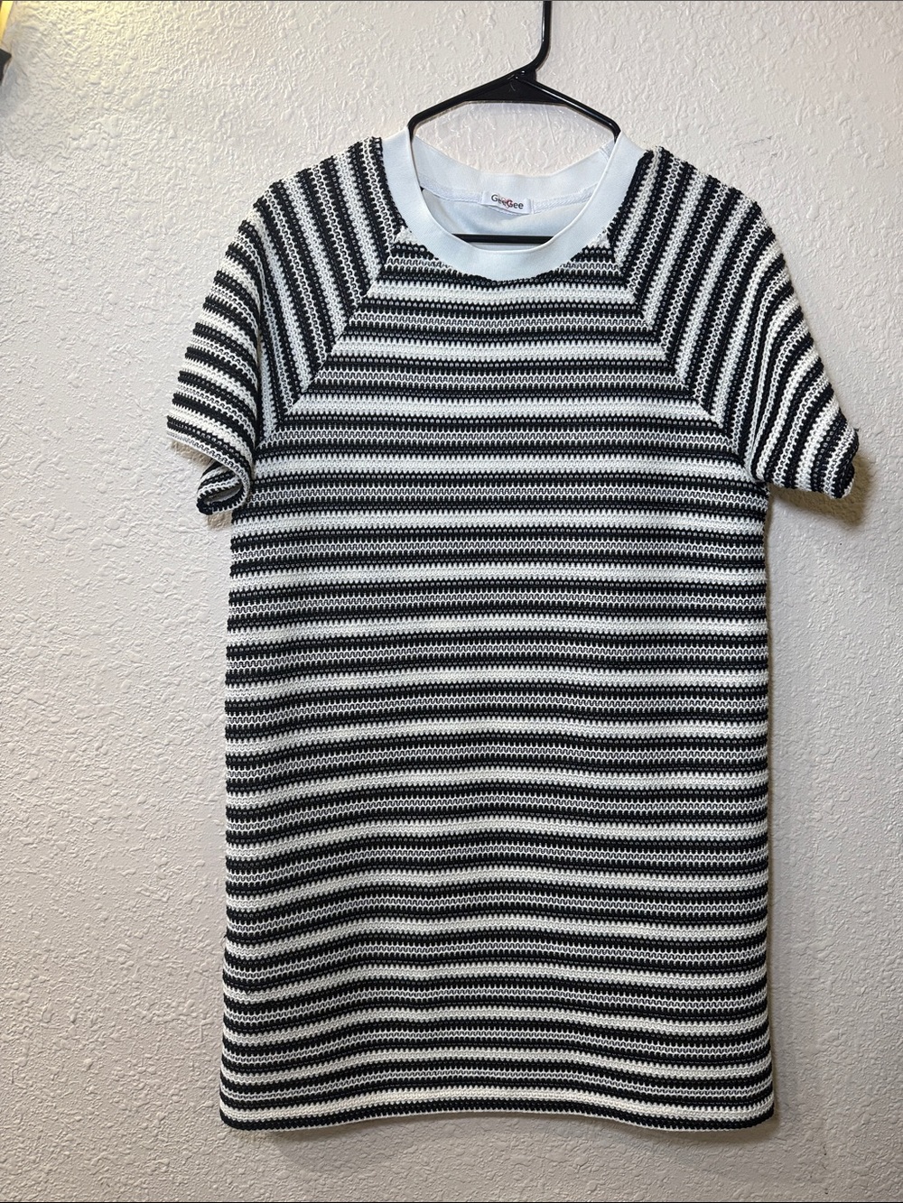 Gilli Black and White Striped Knit Mini Dress